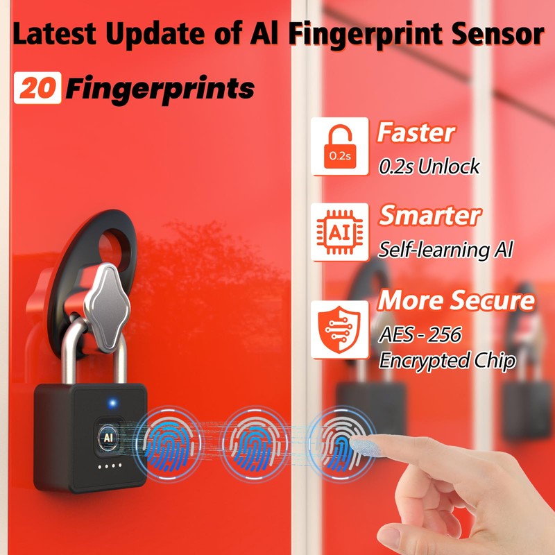 Eseesmart Fingerprint Locker Lock with Code, Combination Padlock Smart Fingerprint