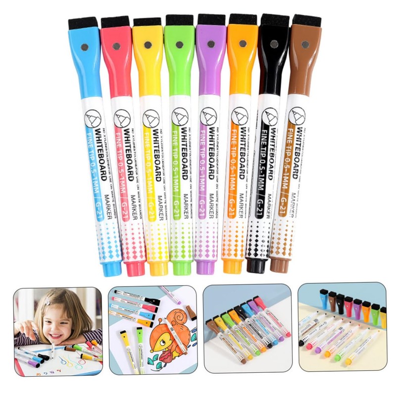 Operitacx 8pcs Magnetic Whiteboard Markers Dry Erase Markers for Blackboards