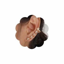 Iaceble Boho Cz Star Ear Climber Cuff Earrings Crystal Star Ear Crawler Earrings Rhinestone Star Ear Wrap Earrings Luck Star Ear Cuff Earrings Gold Celestial Star Earrings No Piercing Earrings Jewelry