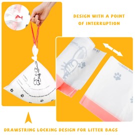 MESILIVO 80 Counts Cat Litter box Bags for Automatic Cat Litter Box Self Cleaning, 24 x 29 Inches Extra Thick Cat Liner Bags Compatible with Litter Box Robot 4 and 3(White-Red)