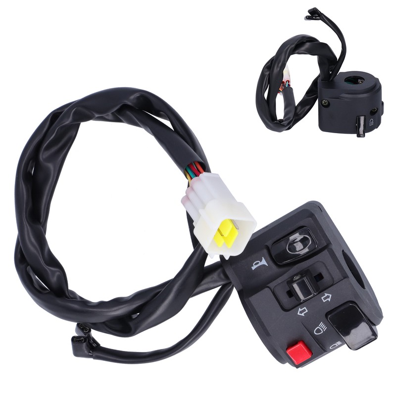 7/8in Motorcycle Handlebar Switch Horn Button Headlight Turn Signal Fog