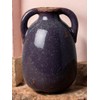 Decorative Stoneware Vase, Double Handles, Purple, 12 cm Height, Antique