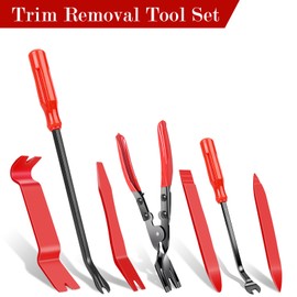 7 Pcs Auto Trim Removal Tool Kit - Plastic Trim Removal Pry Tool with Panel Clip Removal Pliers, Trim Removal Tools for Car Body Upholstery Door Clips Panel Dash, Fastener Remover Clip Pliers