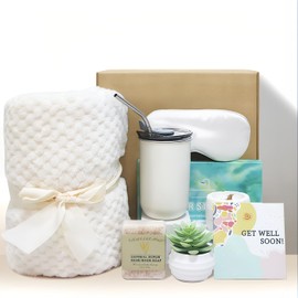 Self Care Gift for Women Get Well Soon Gifts Basket, Birthday Gift for Women Care Package Relaxing Spa Gift Thinking of You Gifts w/ Blanket, Unique Mothers Day Gift for Mom Her Friend Sister Wife