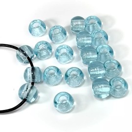 PRECIOSA Czech Glass Druk Large Hole Beads 12mm Aqua blue with matted hole 12pcs J512