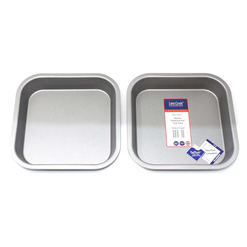 Square Sandwich Pan Twin Pack, British Made with Teflon Non