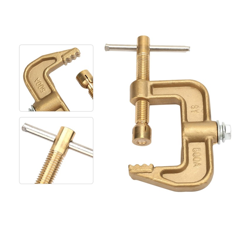 MUNEFE Welding Ground Clamp, Brass Weldings Earth Clamp, G Shape