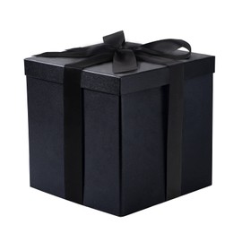 RUSPEPA Medium Birthday Gift Box with Lid, Ribbon and Tissue Paper, Foldable Gift Box - 1 Piece, 10 x 10 x 10 inches, Black