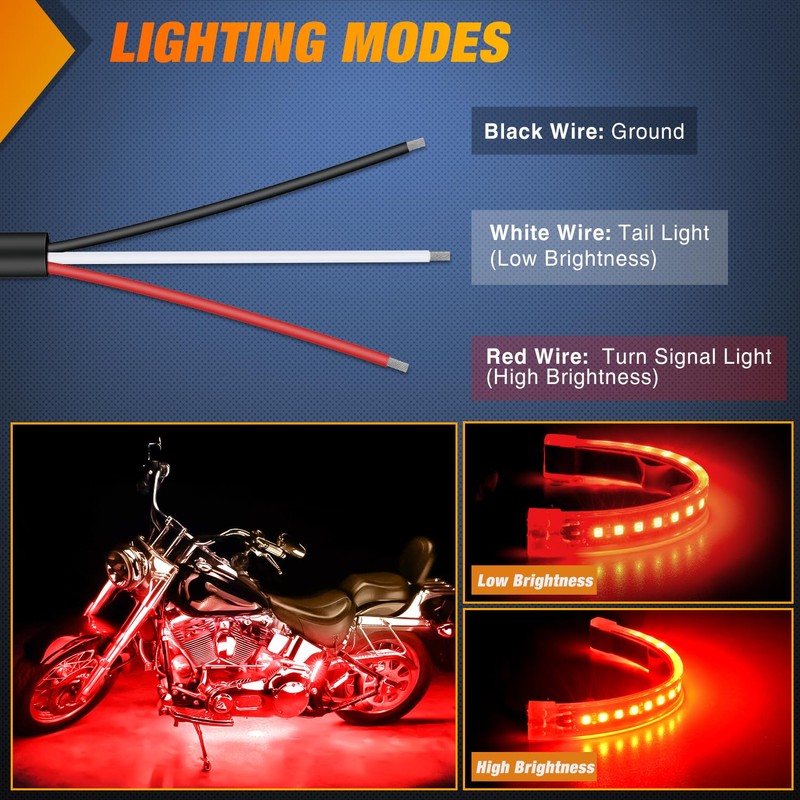 Nilight 2PCS 5Inch LED Motorcycle Turn Signal Running Brake Stop