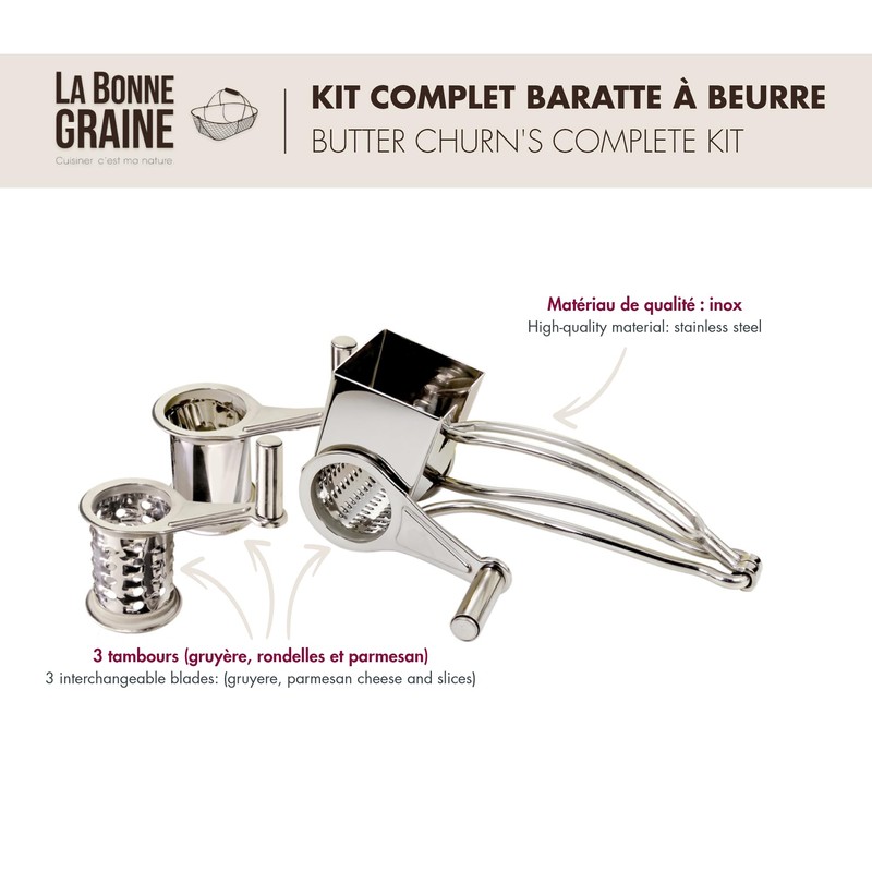 La Bonne Graine Käsereibe, Edelstahl, grau