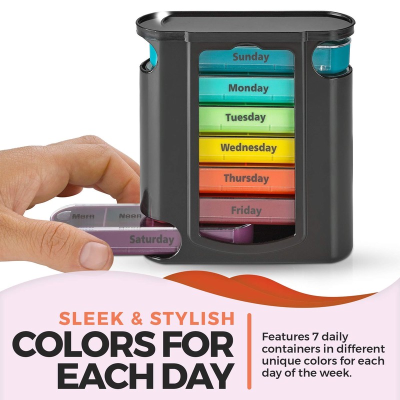 Stackable Daily Pill Organizer - 2 Pack, 4 Times a