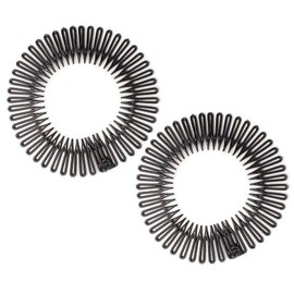 2 Black Plastic Zig Zag Sports Stretchy Headband Flexi Hair Comb Gym Hair Band for Women Girls by Glitz4Girlz