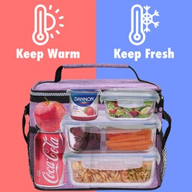 opux Insulated Lunch Bag for Men Women, Leakproof Heather Purple Lunch Box for Work, Portable Soft Lunch Cooler Bag with Shoulder Strap, Adult Lunchbox Lunch Pail for Kid Boy Girl School, 14 Can/8L