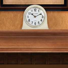 Lily's Home Antique Inspired Farmhouse Desk Or Mantel Clock, Battery Powered, Metal Body, Ivory