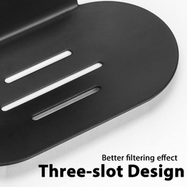 Stainless Steel Soap Tray, 3 Slot Self-Adhesive Wall Mounted Shower Soap Stand (Black)
