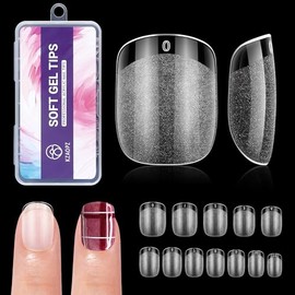 Uñas Postizas Extra Cortas Cuadradas: 240 Unidades de Uñas Postizas de Gel Suaves, de Cobertura Total, Acrílicas Transparentes, A Presión, para Extens