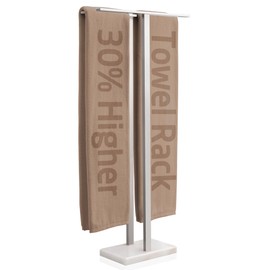 KES 43'' H Standing Towel Rack for Bathroom, Free Standing Towel Rack Floor with Weighted Marble Base 2-Tier, Outdoor Towel Racks Extra High Thick 18/8 Stainless Steel Brushed Finish, BTH232-2