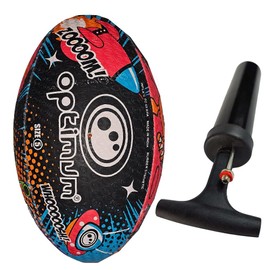 Optimum Rugby Ball - Balanced and Responsive for Accurate Handling and Kicking - Perfect for Training and Gameplay - 2-Ply 410g - Space Monsters - Size 4 - With Pump