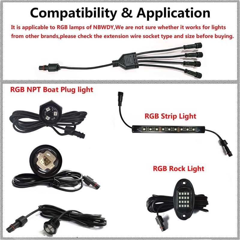 NBWDY Waterproof 1-4 Y Extension Cable Wire Cord Set for