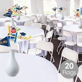 Big Dot of Happiness Elementary Grad - Triangle Kids Graduation Party Photo Props - Pennant Flag Centerpieces - Set of 20