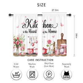 Riyidecor Red Rose Eucaltptus Kitchen Kitchen Curtains Floral Kitchenware Butterfly Funny Quotes Plants Botanical Rod Pocket Spring Bedroom Living Room Treatment Fabric 2 Panels 27.5Wx39H Inch