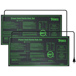 iPower Durable Seedling Heat Mat Warm 10" x 20" - 2 Pack Hydroponic Heating Pad Waterproof for Seed Starting Greenhouse and Germination