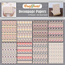 CrafTreat Aztec Decoupage Paper for Crafts - Aztec - Size A4 (8.3 x 11.7 inches) - Decoupage Paper for Wood, Furniture and Scrapbooking
