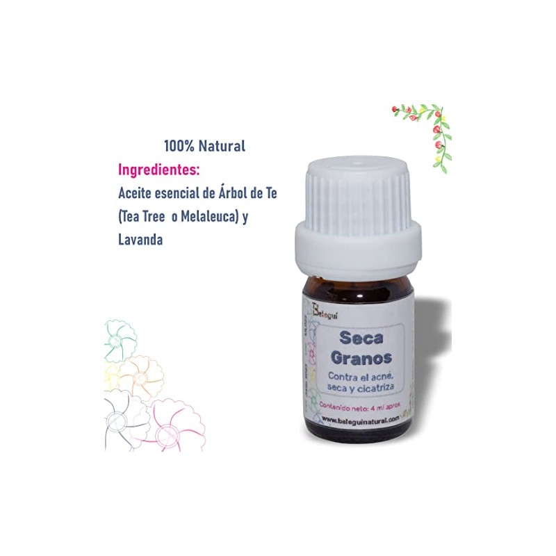 Serum Facial Seca granos, hecho de Aceite de Árbol de