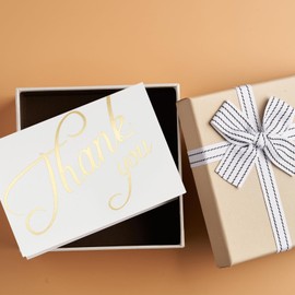 Oletx 36pcs Thank You Card with Gold Foil Script, 4.2x6.2 Thank you Cards Bulk with Envelopes, Stickers, Card Box Set for Wedding, Baby, Bridal Shower, Small Business, Funeral