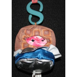 Squishmallows 2"Squishville Style And Play Clip "Reva the Strawberry With Chocolate Bar"