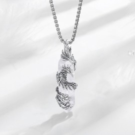 INFUSEU Clear Quartz Phoenix Necklace Healing Crystal Jewelry for Women Men Bird Protection Stone Pendant Spiritual Meditation Rock Gifts