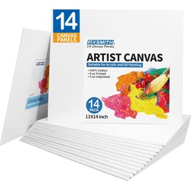 FIXSMITH Canvases for Painting, 11x14 Inch Canvas Boards, Super Value 14 Pack White Blank Canvas Panels, 100% Cotton Primed，Painting Art Supplies for Professionals, Hobby Painters, Students & Kids