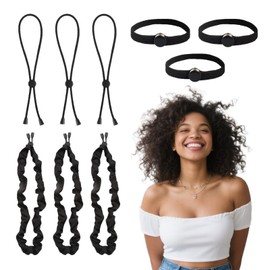GEDEUBAN Adjustable Elastic Satin Adjustable Hair Ties for Black Women, Afro Natural Tie for Thick Curly Hairstyles 9 PCS