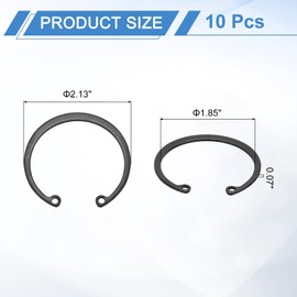 sourcing map 10Pcs 1-31/32" (50mm) Internal Retaining Ring Circlip, 65 Mn Spring Steel Internal Circlip Snap Rings C-Clips for Grooved Shafts Studs, Black