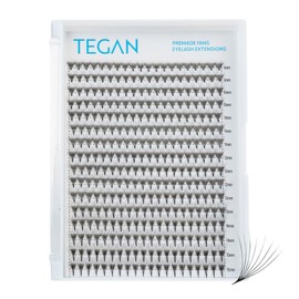 TEGAN LASH 320 Premade Fans Volume Eyelash Extensions, Handmade Lash Tray, From 8D-16D, 0.05/0.07 Thickness, C/CC/D Curl, 9-15mm Mix Length, Thin Base, Soft, Long-Lasting, Easy to Apply (8D-0.05-CC)
