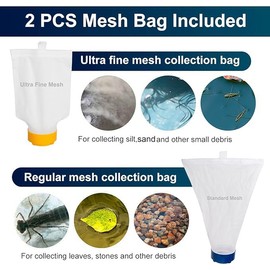 POOLAZA Pool Vacuum Bag Replacement for POOLAZA Pool Vacuum Jet Cleaner T3310 Series (1 Standard Mesh, 1 Fine Mesh)