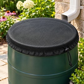 Drawstring Mesh Rain Barrel Cover for Outdoor Water Storage – Fine Mesh Dust and Insect Screen for Water Buckets and Garden Rain Collection