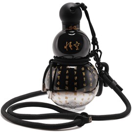 Kearnybo Gourd Water Bottle Tritan BPA-Free 210°F Heat Resistant - Leak-Proof Push-On Rubber Stopper, Stylish Gradient Colors with 2 Versatile Straps for Hanging - Durable (Black)