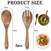 2 Pieces Wooden Salad Servers Salad Mixing Dinner Fork and