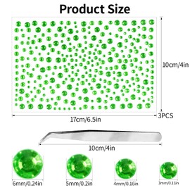 Self Adhesive Face Gems and Pearls for Makeup, Festival Jewels, Hair Gems, Rhinestone Stickers for Face, Eye, Makeup, Nail, Body, Crafts 3/4/5/6 mm 975Pcs (26.gem_applegreen)
