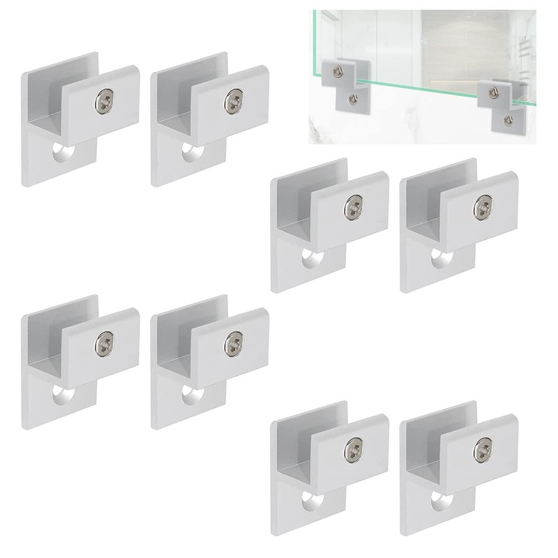 UFURMATE h-Shape Glass Clamp - 8 Pcs Silver Aluminum Clips