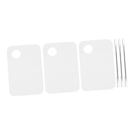 WOONEKY 3sets Transparent Makeup Mixing Palette with Spatulas Durable Nail Art and Cosmetic Color Mixing Tool for Blending and Holding Pigments