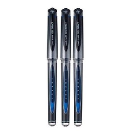 Uni Ball Point Pen Cap Ballpoint Pens, Broad, Blue, 153S) Gel Impact Rollerball Pen Broad 1.0 mm Tip 0.6 mm Line Width, Pack of 3)