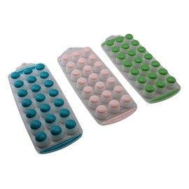 Dependable Industries Inc. Essentials 3 Pack Assorted Colors BPA Free Silicone Pop Out Ice Cube Trays - Make 21 Round Cubes - Ideal Size for Drinks, Baby Food, Snacks and More