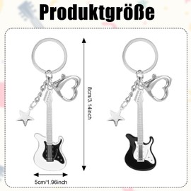 GooDengFull Y2K Guitar Keychain, Key Ring Pendant, Retro Personalization Accessories, Punk Keychain Chain, Suitable for Men and Women as Metal Pendant (4 Colors), Pack of 2, L