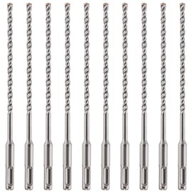 10 Pack Of - 6.5mm x 210mm Long SDS Plus Hammer Drill Bits, Professional Tungsten Carbide Tipped Masonry Drill Bit For Brick, Concrete, Stone, Granite. 6.5mm SDS Drill Bit