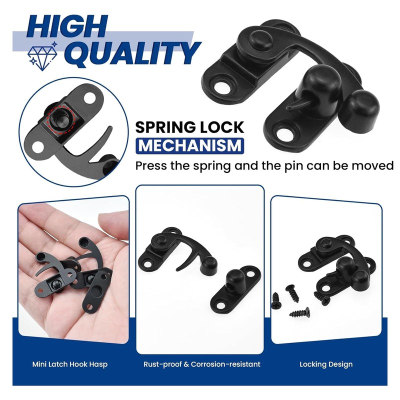ZIUZI Small Hasp Latches Antique Black Clasp Swing Arm Latch