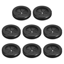 QUARKZMAN Pack of 8 Rubber Cable Grommets, 21 mm ID 25 mm Drill Hole Rubber Grommets Petal Shape Hole Plugs Rubber Seal Round for Protection of Wires and Cables, for Desks, Black