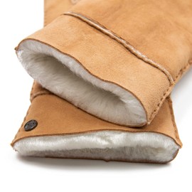 Hand Gewand by Weikert Australian Merino Sheepskin Gloves Extra Soft Hand Stitched Mens Womens Leather Gloves Lambskin Lined, natural