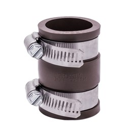 Fernco 1056-100 1-in. Flexible PVC Pipe Coupling for Plastic and Copper Plumbing Connections in Brown